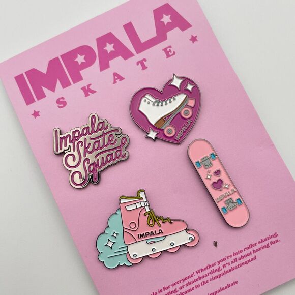NWT Impala Skate Enamel Pin Pack Assorted Roller Skating Skateboarding Pins Pink - Picture 3 of 7